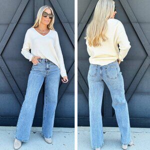 HABITUAL Denver Womens High Rise Wide Leg Jean In Sky 6/28 LIKE NEW